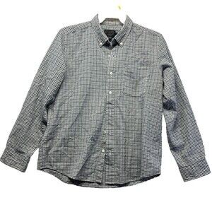 Pendleton Fitted Shirt Men Large Blue Plaid Virgin Wool Spandex Long Sleeve